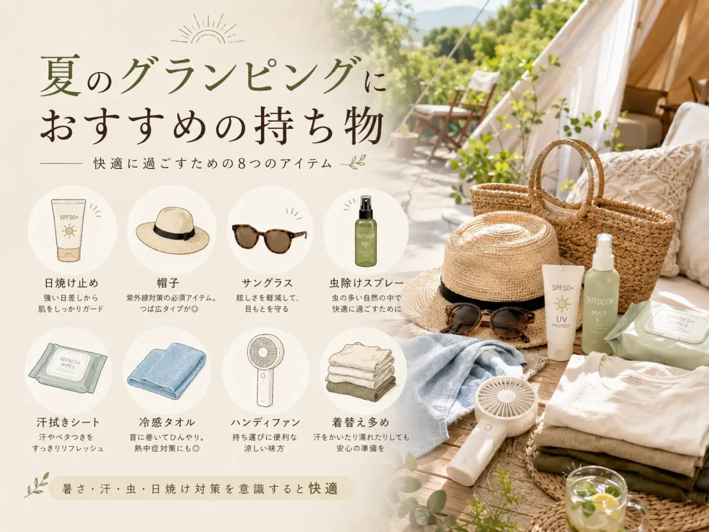 夏　グランピング　持ち物